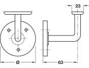 D63mm Handrail Bracket 63mm M.St Wht
