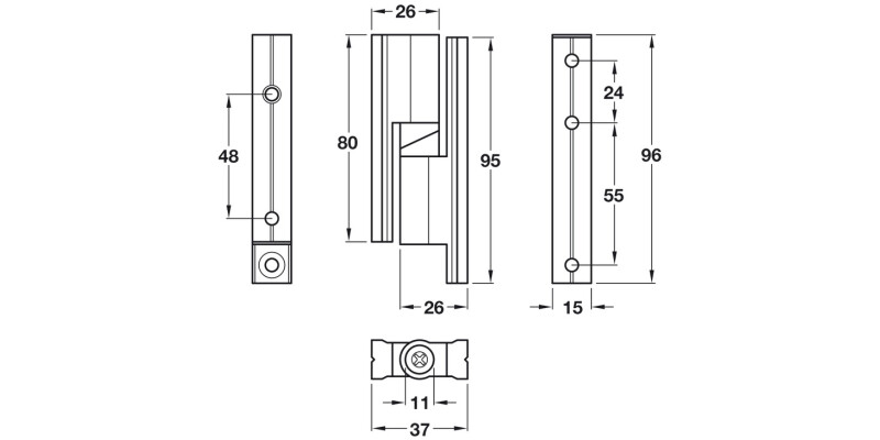Cubicle Hinge Set Normal Duty 17-21mm SA