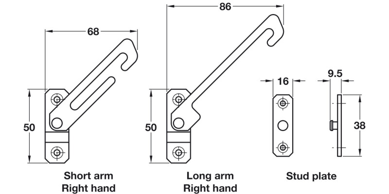 Concealed Restrictor RH Short Arm Self