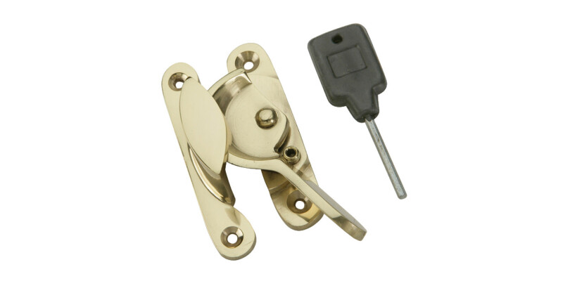 Sash Fastener, Fitch Pattern, Lockable, Brass