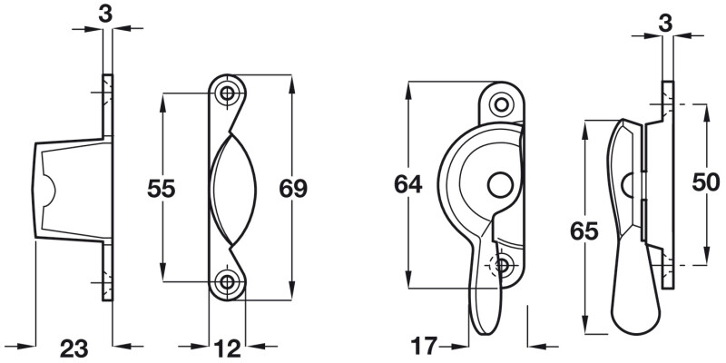 Sash Fastener Fitch Pat 64mm Brass PB