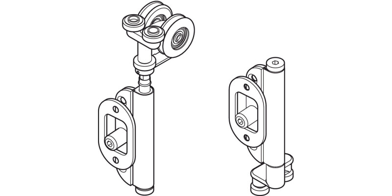 End Hanger Set, Secure, for Folding Patio Doors, H&auml;fele Fold 100-U