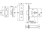 Mortice Box Latch 44/64mm SC