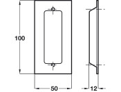 Flush Pull Hdl 100x50x12mm SSS