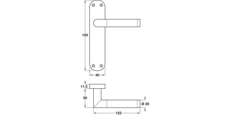 Mitred Lever Hdls/Plt Latch Brass P/SC