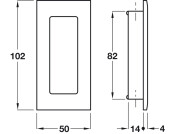 Flush Pull Hdl 102x50mm Brass SNP