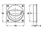 Flush Ring Pull Hdl 75x75mm Brass PB