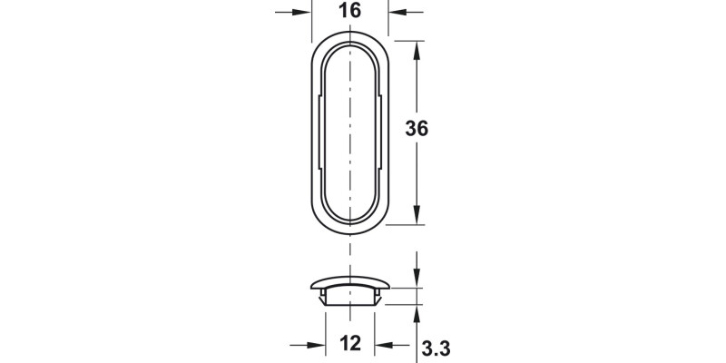 Cover Cap 12x36.5mm St NP