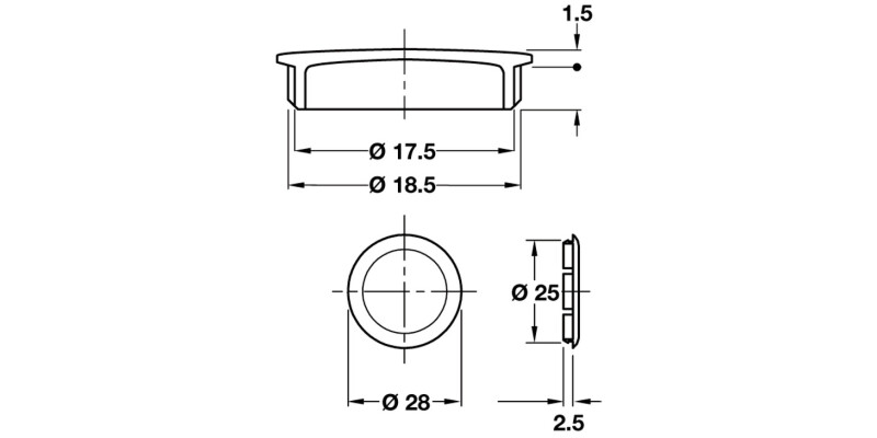 Traser-6+8 Cover Cap D25mm Pl Nkl
