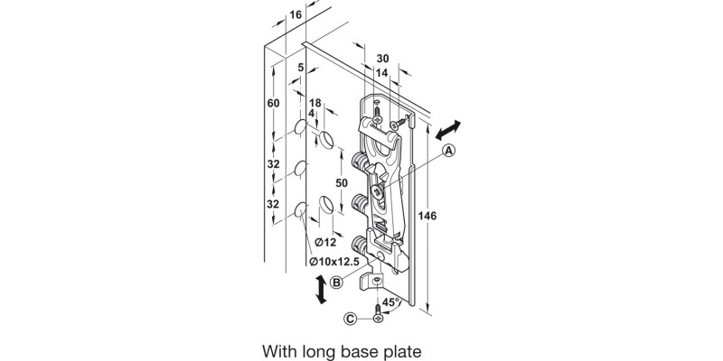 Concealed Cabinet Hanger Long Plate RH