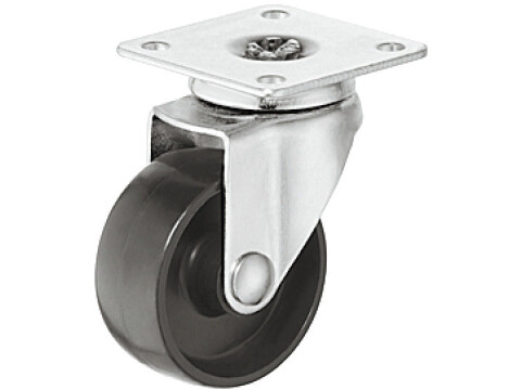 Single Wheel Castor, without Brake, &Oslash; 15-45 mm, Plate Fixing