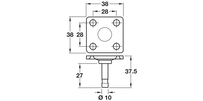 Pin/Mount Plate D10x38x38mm Galv St