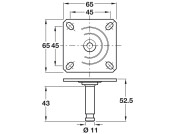 Pin/Mount Plate D11x65x65mm Galv St