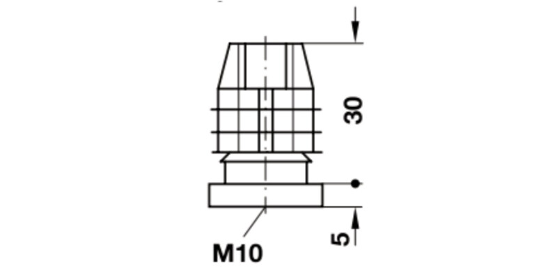 Square Plug 30x30mm w M10 Int Thr Pl Blk