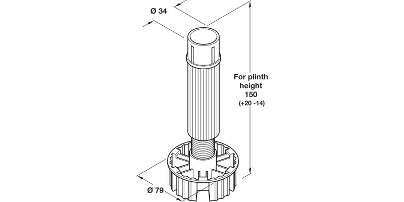 Plinth Foot/Leg Adj 150mm Pl Black