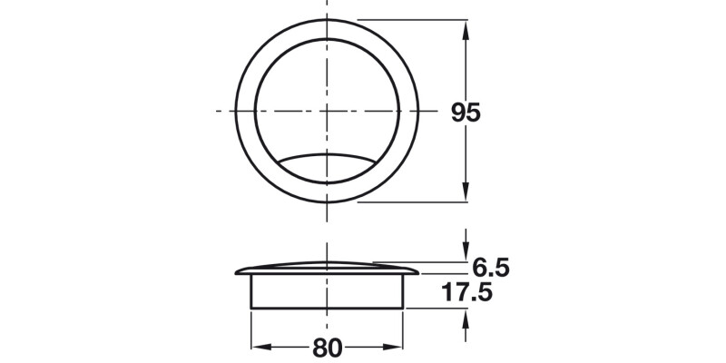 Cable Outlet 2prt D80x24mm Pl Silver
