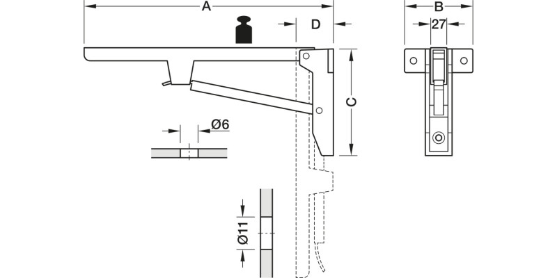 Hebgo HD Folding Bracket 420mm 500kg/Pr