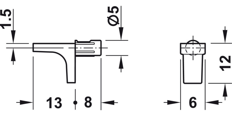K Line Shelf Support D5mm Plug ZA Nkl