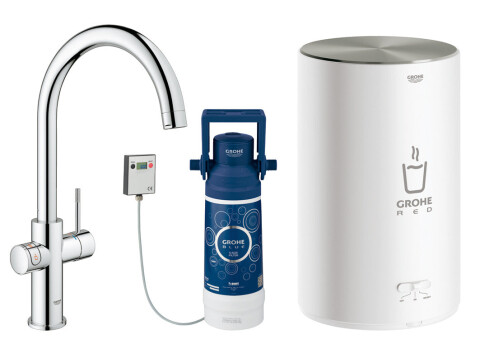 Mixer Tap, Single Lever, Instant Hot Water, 3 Litres, C-Spout, GROHE Red II Duo