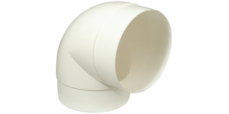 Connector, Round Pipe 90deg, Flame Retardant, White, Manrose