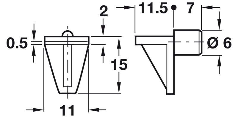 Shelf Support D6mm w Goove Plug Pl White