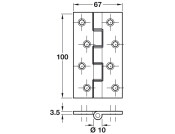 Butt Hinge DPBW Sqr 100x67mm Brass PB