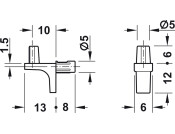 K Line Shelf Support D5mm Plug ZA Nkl