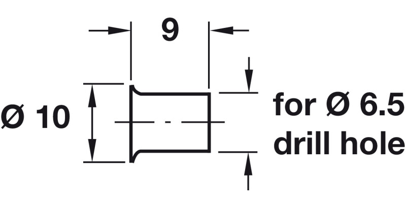 Socket D6.5mm Plug-In St NP