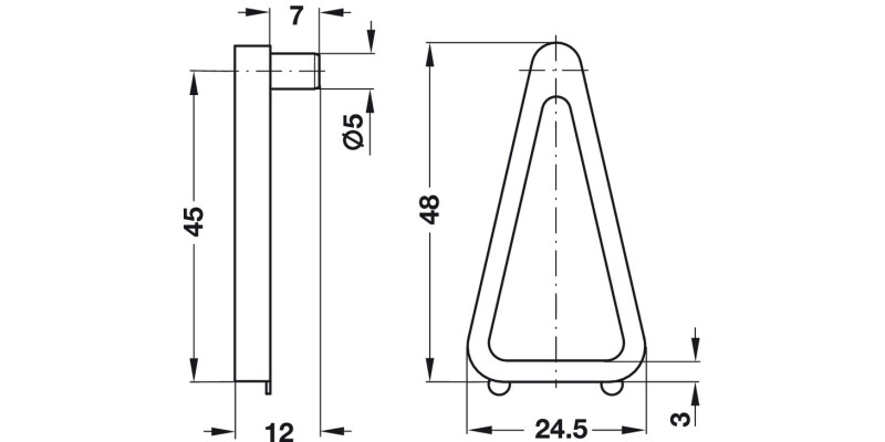 Shelf Retainer, Plug-in, for &Oslash; 5 mm Holes and for 19 mm Shelf Thickness