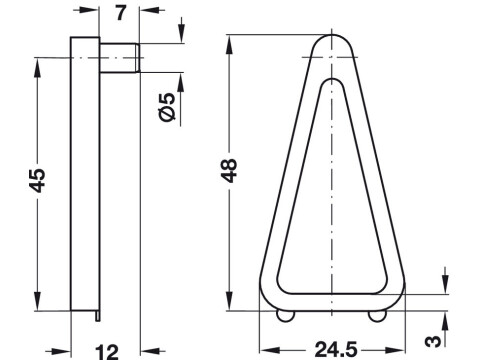Shelf Retainer, Plug-in, for &Oslash; 5 mm Holes and for 19 mm Shelf Thickness