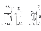 Shelf Support D3mm Plug 75kg ZA NP