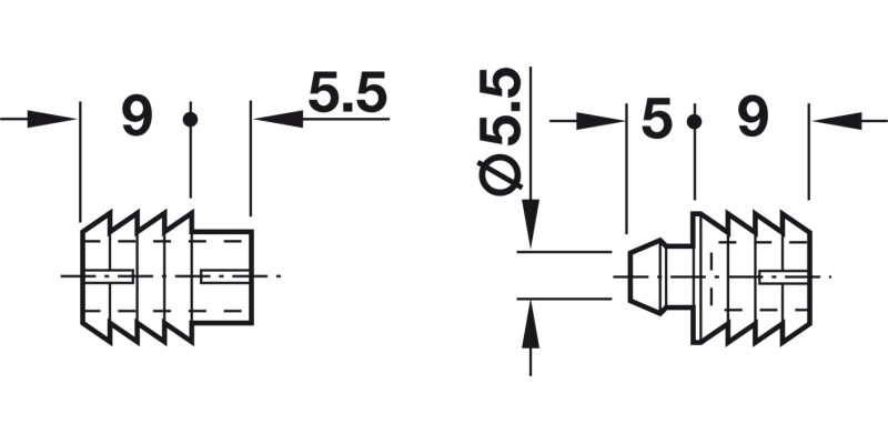 Dowel Connector 2Pt Press Poly Nat