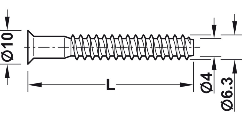Confirmat Scr D10x38mm D5.0mm SW4 St Glv