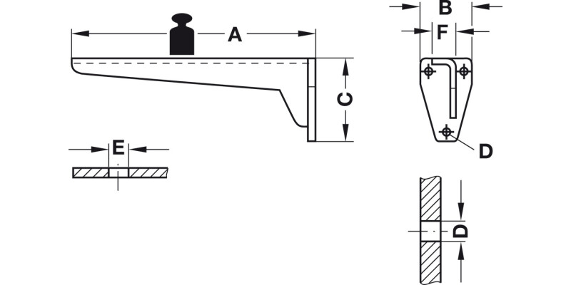 Hebgo Fixed Bracket 280mm 150kg/Pr Grey