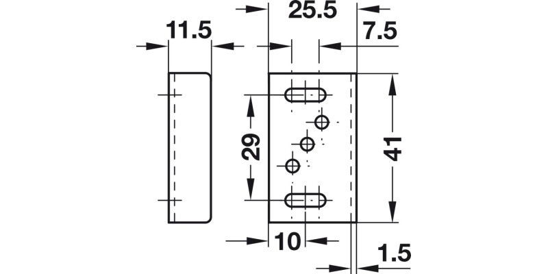 Angled Striking Plate 41x11.5mm St NP