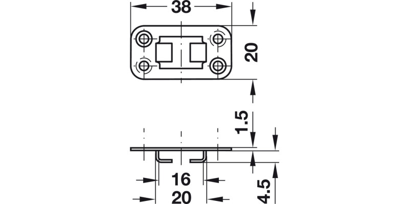 Open Bar Guide 38x20mm St Galv