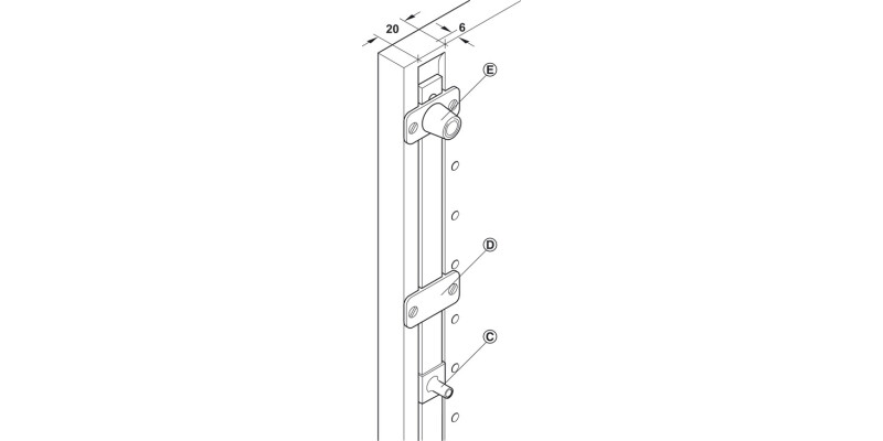 Open Bar Guide 38x20mm St Galv