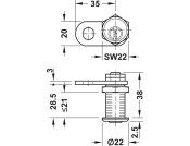 Cylinder Cam Lock 21mm PNP Dif Dir.A