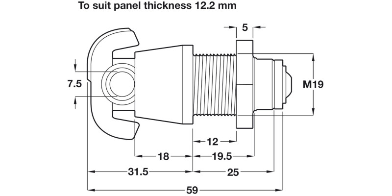 Padlockable Cam Lock 19.2mm Brt Nickel