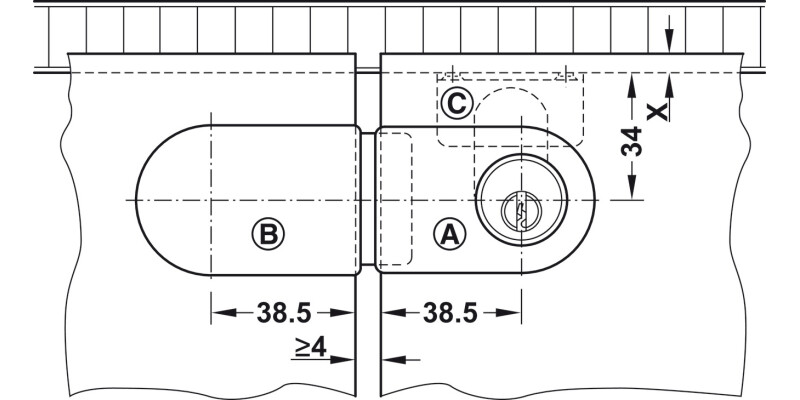 Glass Door Cyl Lever Lock B H1 MNP