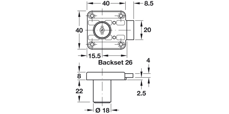 Rim Lock D18/26mm MNP LH Differ