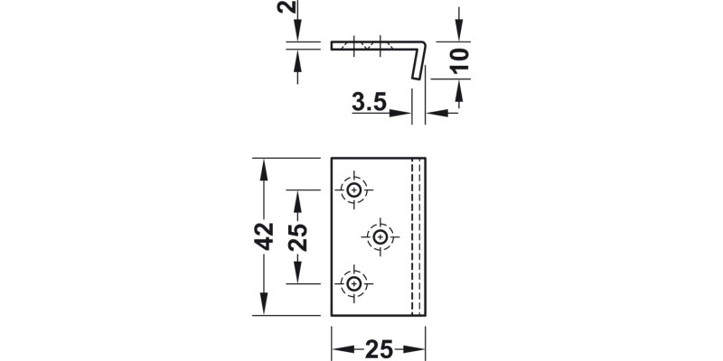 Angled Striking Plate 42x25x10mm St NP