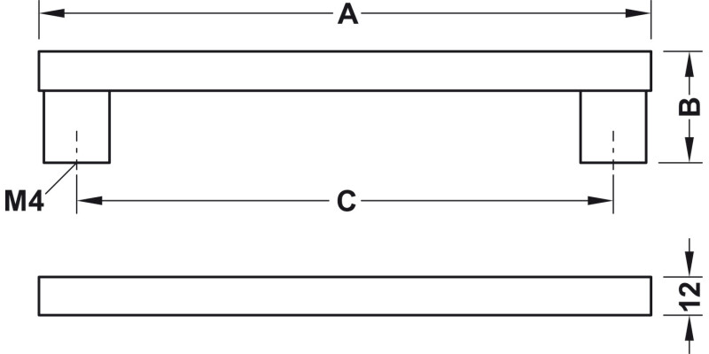 Bar Hdl BSS 12x214mm 192mm cc