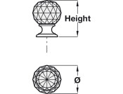 Harley Knob Glass/Brass Pol Chr D35x46mm