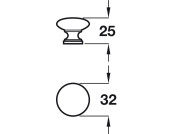 Corrine Knob Brass Pol Brass D32x25mm