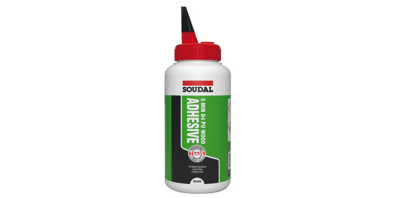 Wood Adhesive, Water Resistant, 750g, Soudal D4 PU