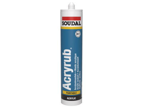 Acrylic Sealant, Decorators  Caulk, 300 ml Tube, Soudal Acryrub