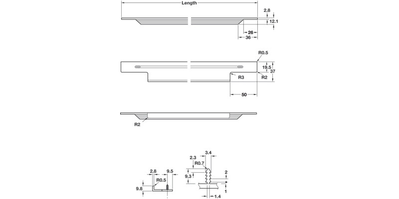 Portobello Profile Hdl Alu SS Eff 448mm