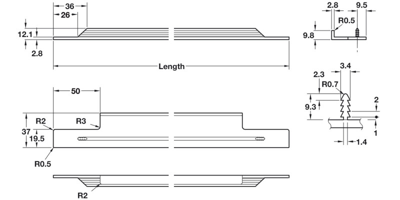 Portobello Profile Hdl Alu SS Eff 448mm