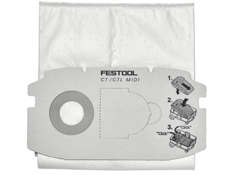 Filter Bags, for Cleantec CTL MIDI GB Mobile Dust Extractor, Festool